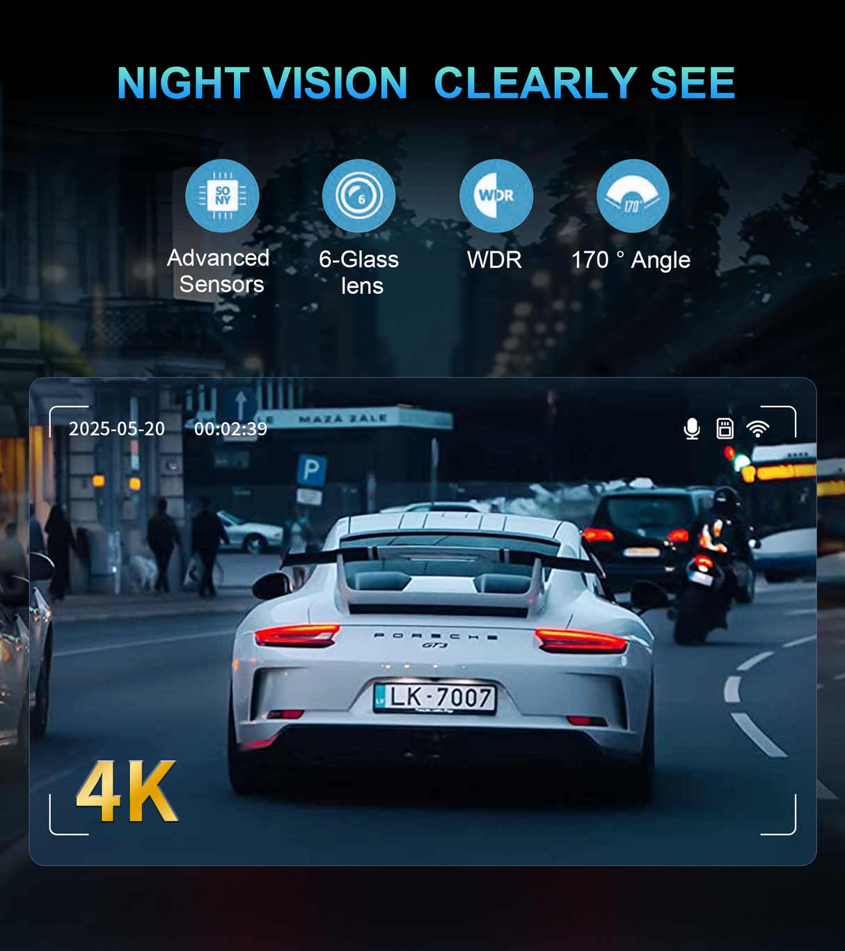 Forzola 4K+2K dash cam front and rear