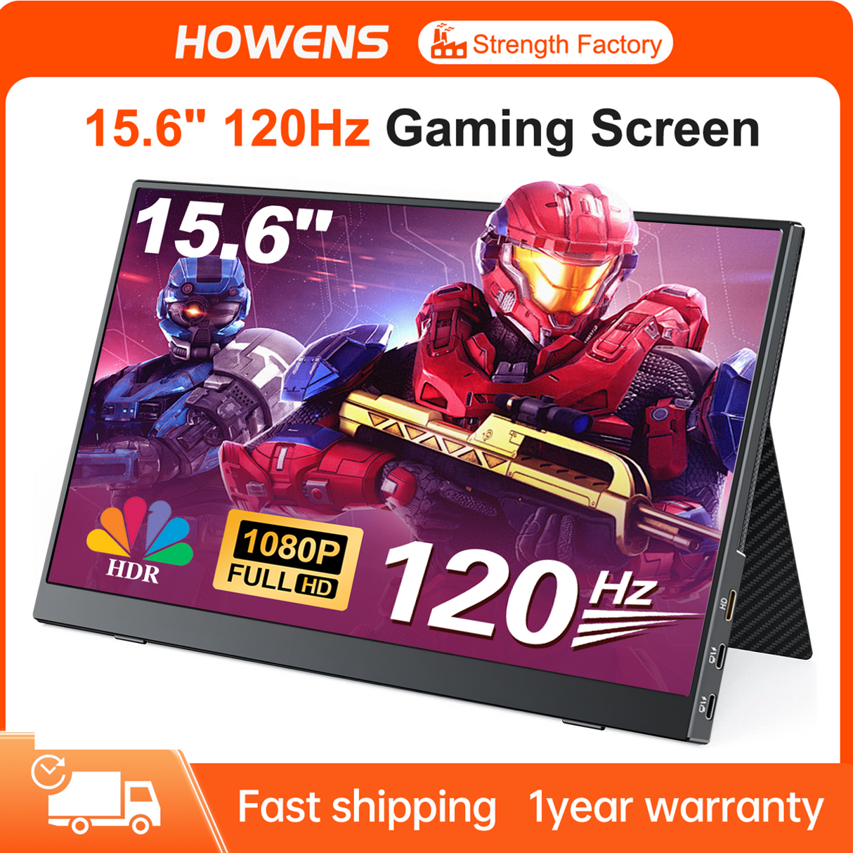 Howens 15.6" 120Hz Portable Monitor 1920x1080 Gaming Dispaly IPS HDMI Type-C for Xbox Switch PS4/5 Laptop Phone Live Stream