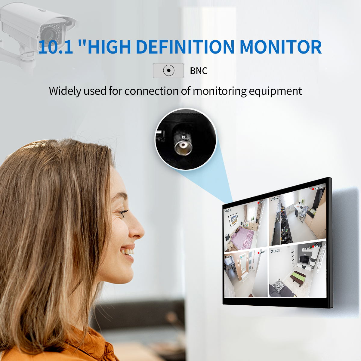 Howens 10.1 inch Monitor FHD 1280X800 Industrial Display for Office Home Monitoring Support VAG HDMI AV BNC DVI With Stand Speaker