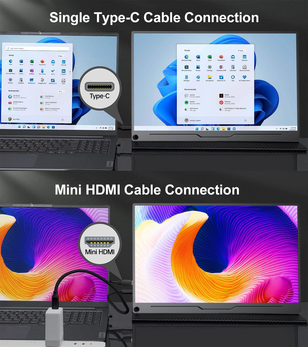 Howens 13.3‘’ 2.5K Portable Monitor, QHD 2560*1600 IPS 60Hz Gaming Monitor Screen Second Display HDMI Type-C for Laptop PS5 4 Xbox Switch