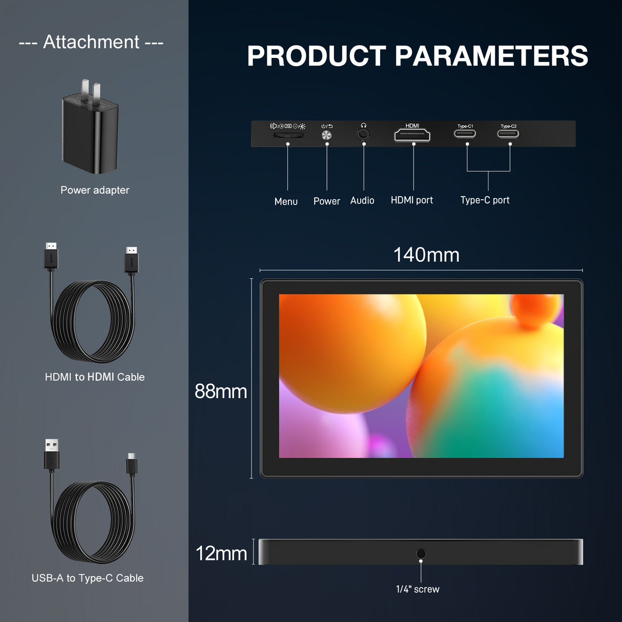 Howens 5.7 inch 1920x1080 Touch Screen Monitor Type-C USB HDMI Connectivity for Mini Display Computer