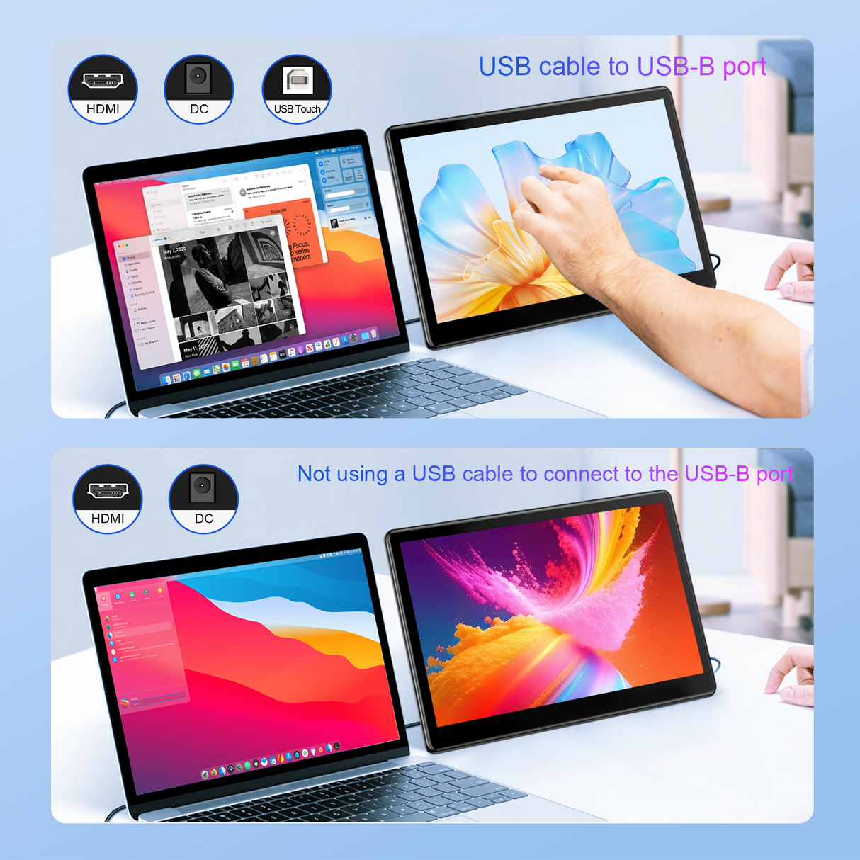 Howens 15.6" Touch Monitor FHD 1920X1080 Suitable for Laptop Second Display Support VGA USB AV HDMI Video Input/Output VESA 75*75mm