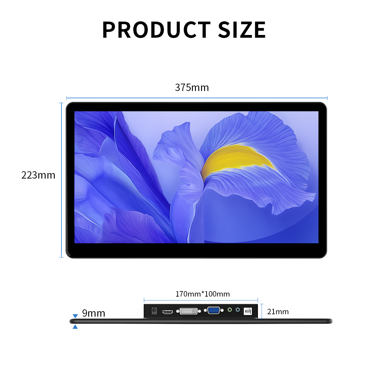 Howens 15.6" Monitor Industrial Touchscreen 1920x1080 Laptop Display HDMI 75x75mm VESA VGA BNC AV USB PC Extra Second Screen