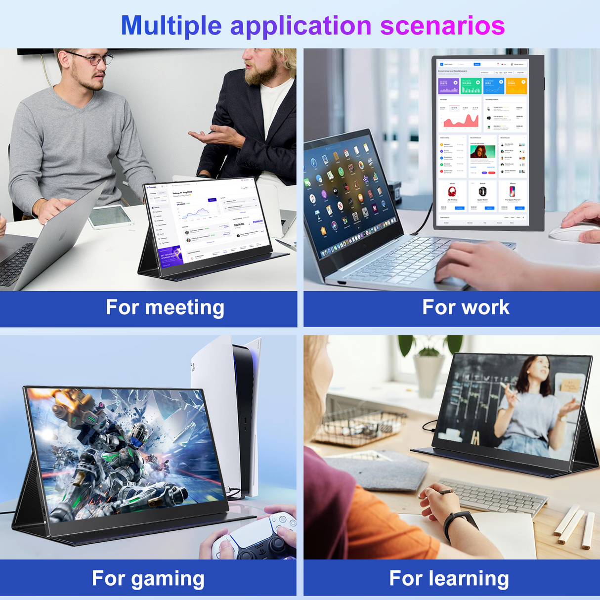 Howens 13.3‘’ Portable Monitor 2560*1600 Gaming 2.5K FHD Screen HDMI Type-C Display for PS4 PS5 Xbox Switch Laptop Phone