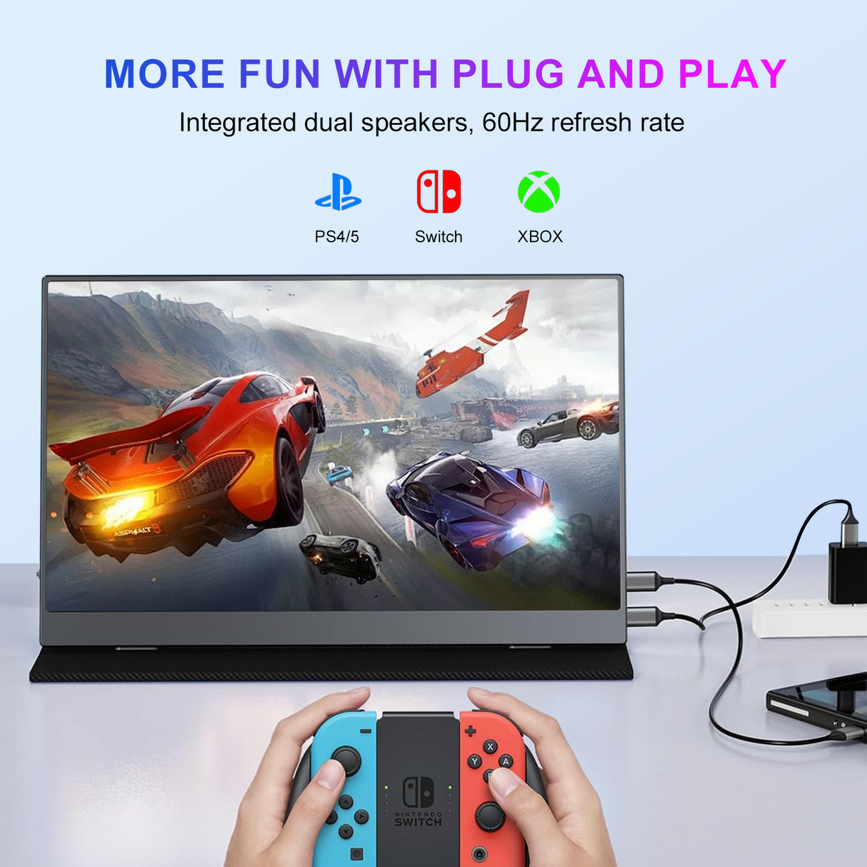 Howens 13.3‘’ Portable Monitor 2560*1600 Gaming 2.5K FHD Screen HDMI Type-C Display for PS4 PS5 Xbox Switch Laptop Phone