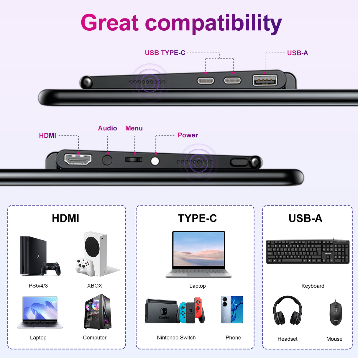 Howens 15.6" Touchscreen Portable Monitor 1920x1080 Screen with Drive Free USB-C HDMI External Display or Second Monitor for Laptop PC Mac Phone Xbox Switch PS