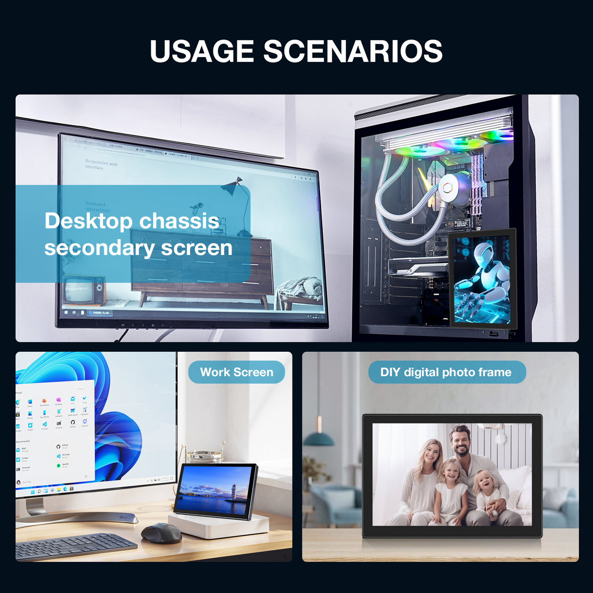 Howens 5.7 inch 1920x1080 Touch Screen Monitor Type-C USB HDMI Connectivity for Mini Display Computer