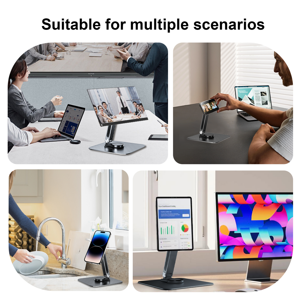 Howens Black Magnetic Metal Stand 360° Rotatable Holder for Portable Monitor, iPad & iPhone Displays, Stable 3KG Bracket