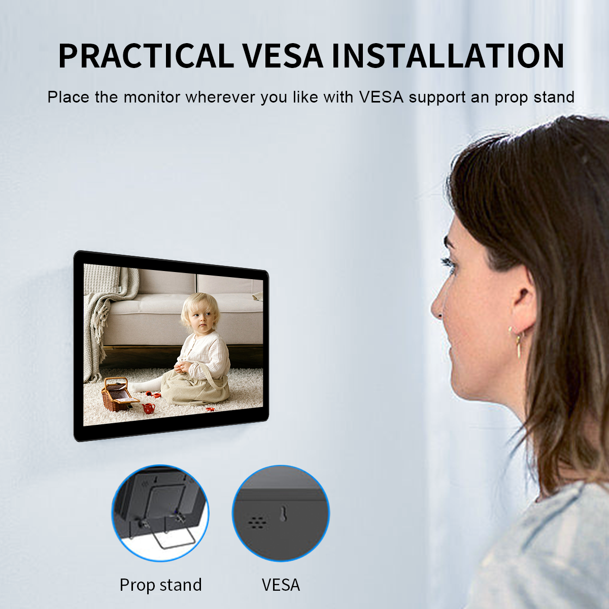 Howens 15.6" Monitor Industrial Touchscreen 1920x1080 Laptop Display HDMI 75x75mm VESA VGA BNC AV USB PC Extra Second Screen