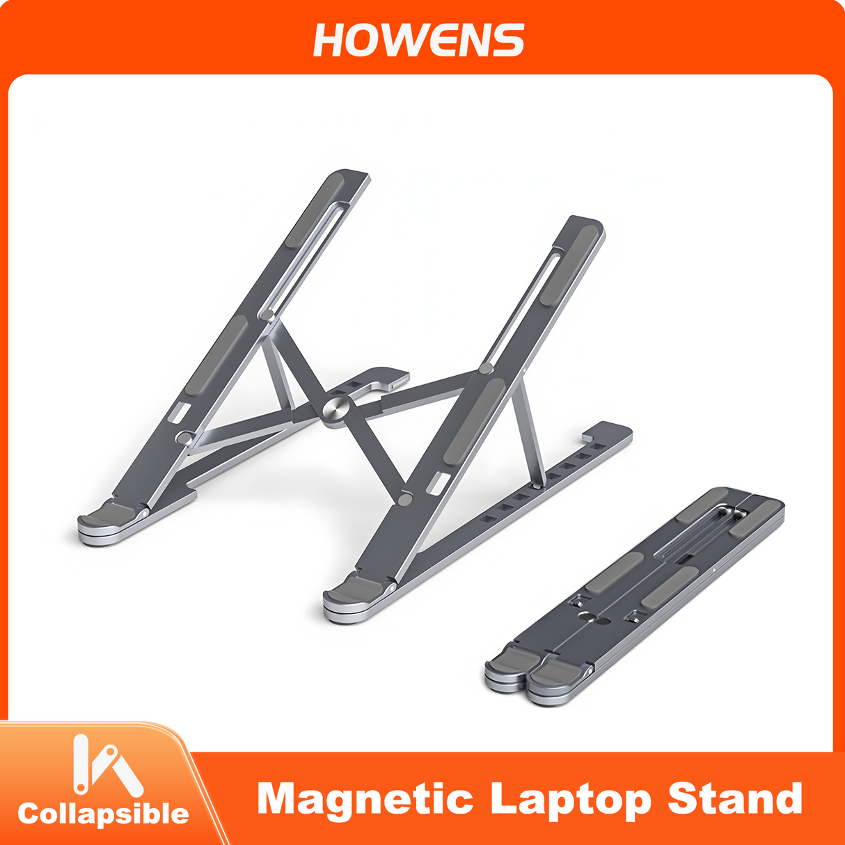 Howens Magnetic Laptop Stand Aluminum Alloy Foldable 8-angle Adjustable Portable Non-slip Heat Dissipation Design