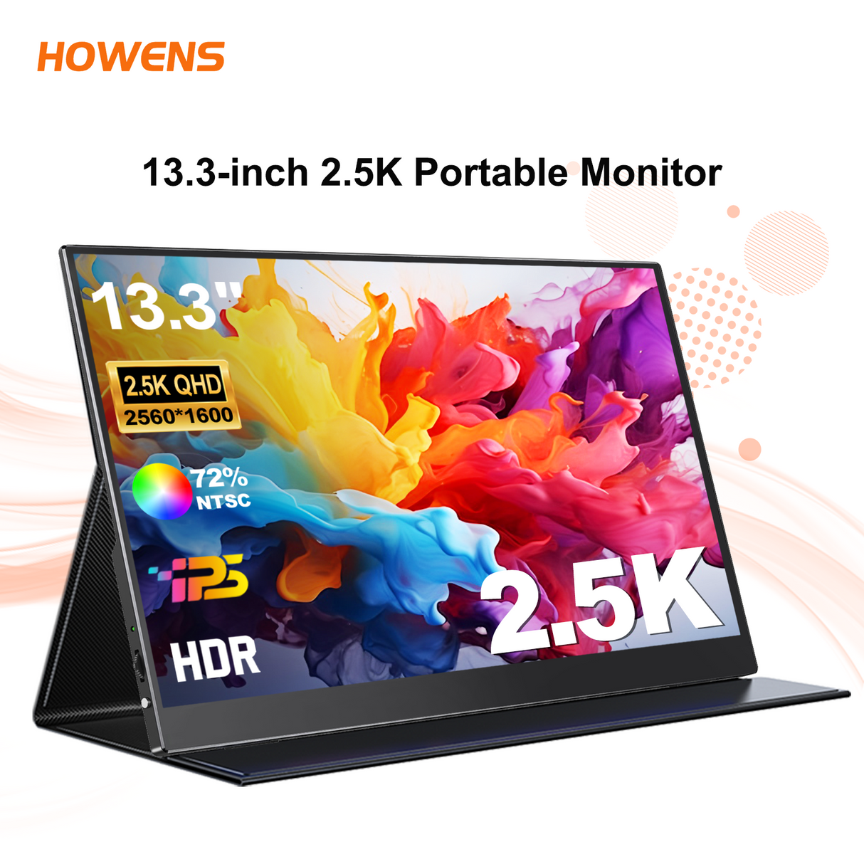 Howens 13.3‘’ Portable Monitor 2560*1600 Gaming 2.5K FHD Screen HDMI Type-C Display for PS4 PS5 Xbox Switch Laptop Phone
