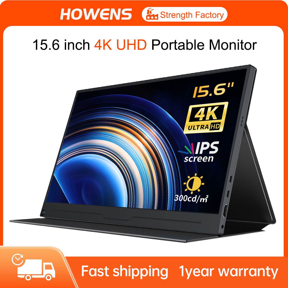Howens 15.6" 4K 3640*2160 Gaming Portable Monitor USB-C HDMI External Screen Second Display for Xbox Switch PS5 4 Laptop Live Streaming, Programming, Coding, Image Editing