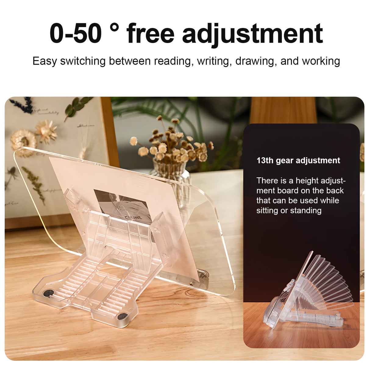 Howens Transparent Multi-functional Reading Stand & Tablet Laptop Notebook Holder Perfect for Reading, Writing, Drawing, Working