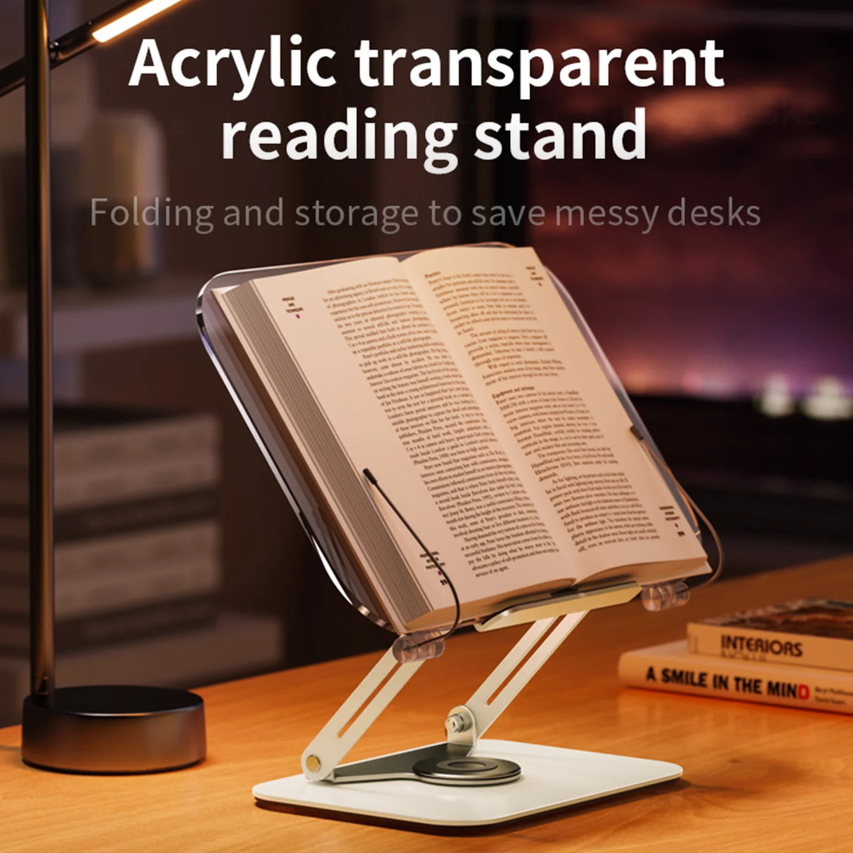 Howens Acrylic Transparent Reading Stand, 360° Rotation & Adjustable Angle for Books Tablets Monitors Laptop