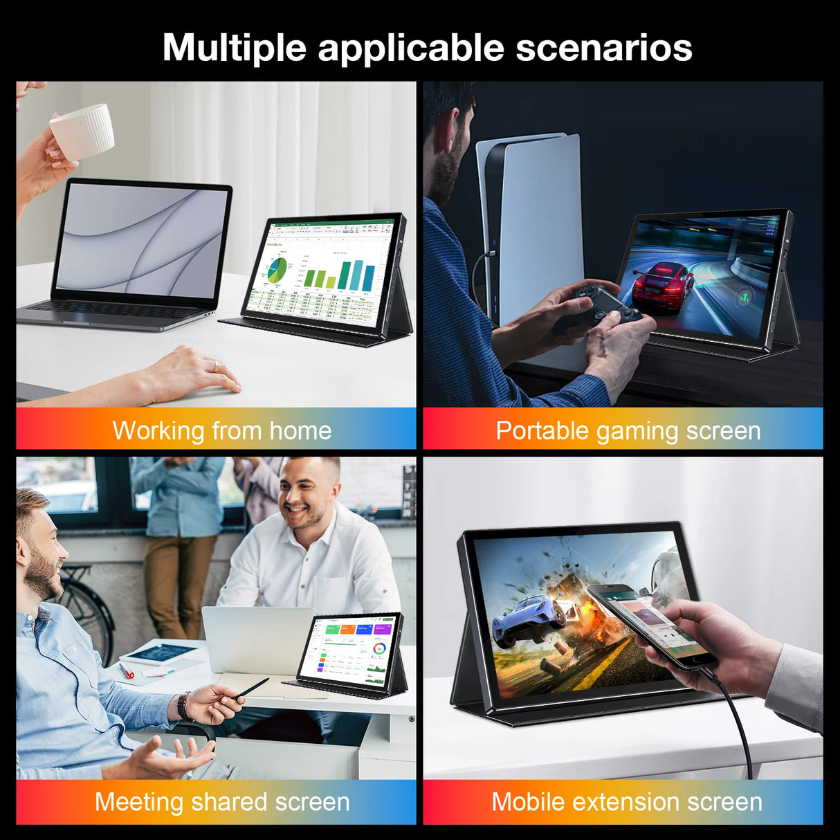 Howens 10.1 inch 1920x1200 portable Monitor, Support Typc-c/HDMI,Leather Case VESA 75*75mm, for Mobile Phone Laptops PC Car Computer
