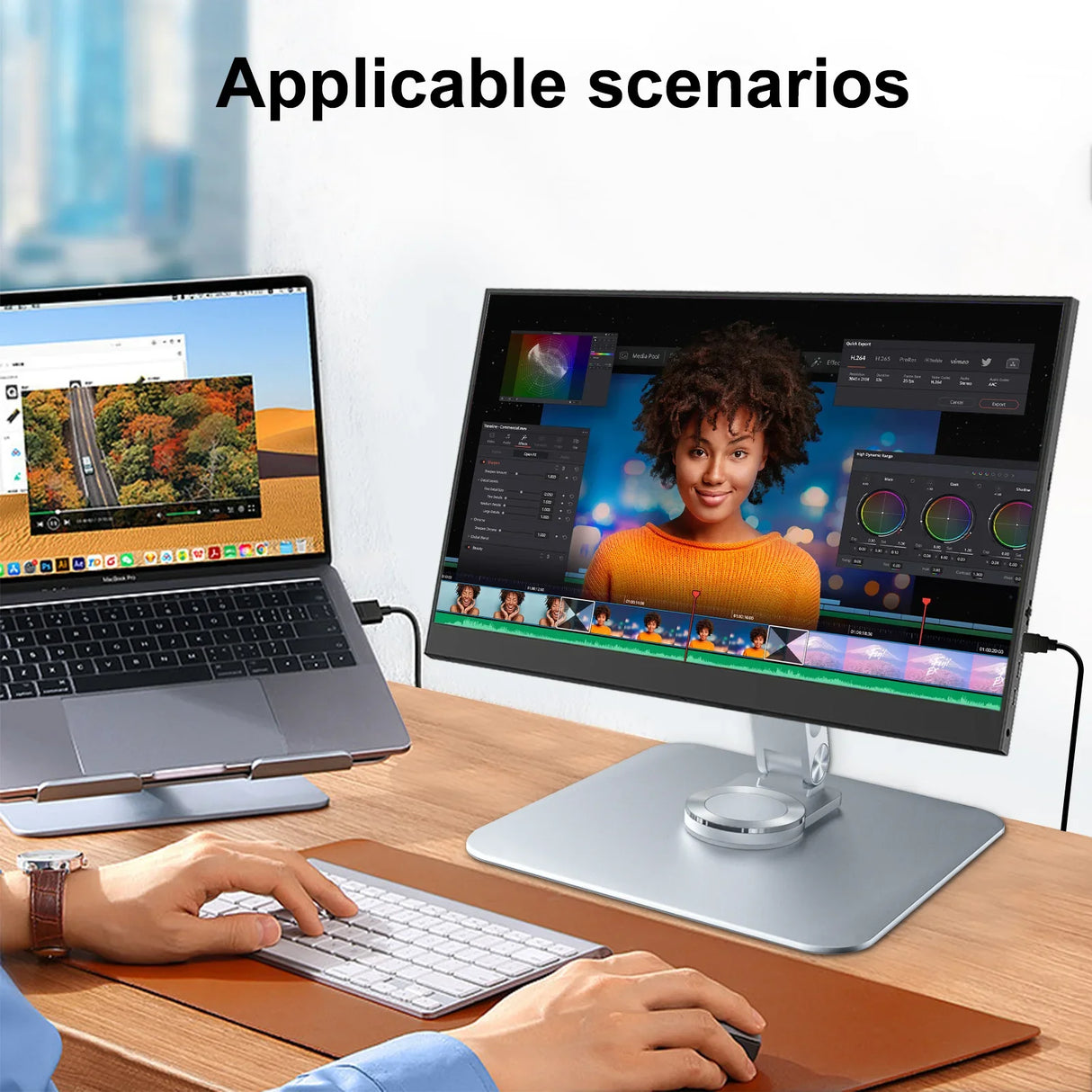 Howens 360 Rotation Aluminum Alloy Stand for Protable Monitor VESA 75*75MM Come with 4 M4 Screws(won't fall), Table Bracket Adjustable, Bases Strong Load Capacity, Super Stable