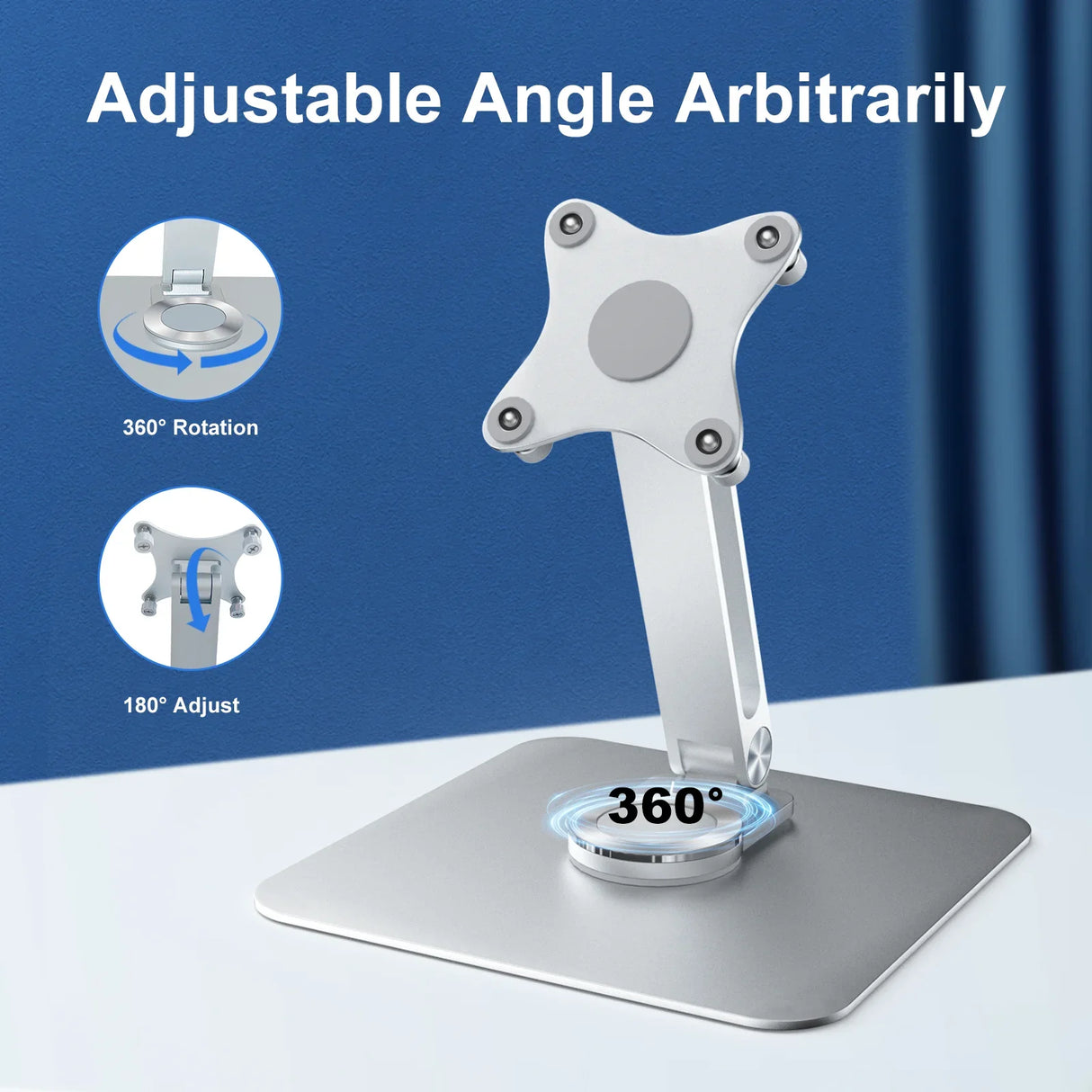 Howens 360 Rotation Aluminum Alloy Stand for Protable Monitor VESA 75*75MM Come with 4 M4 Screws(won't fall), Table Bracket Adjustable, Bases Strong Load Capacity, Super Stable