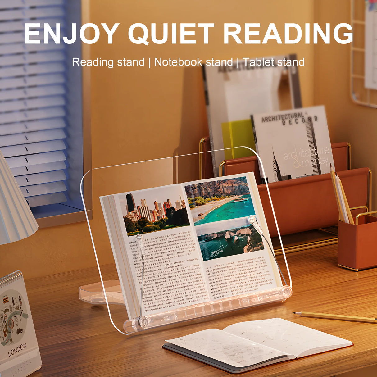 Howens Transparent Multi-functional Reading Stand & Tablet Laptop Notebook Holder Perfect for Reading, Writing, Drawing, Working