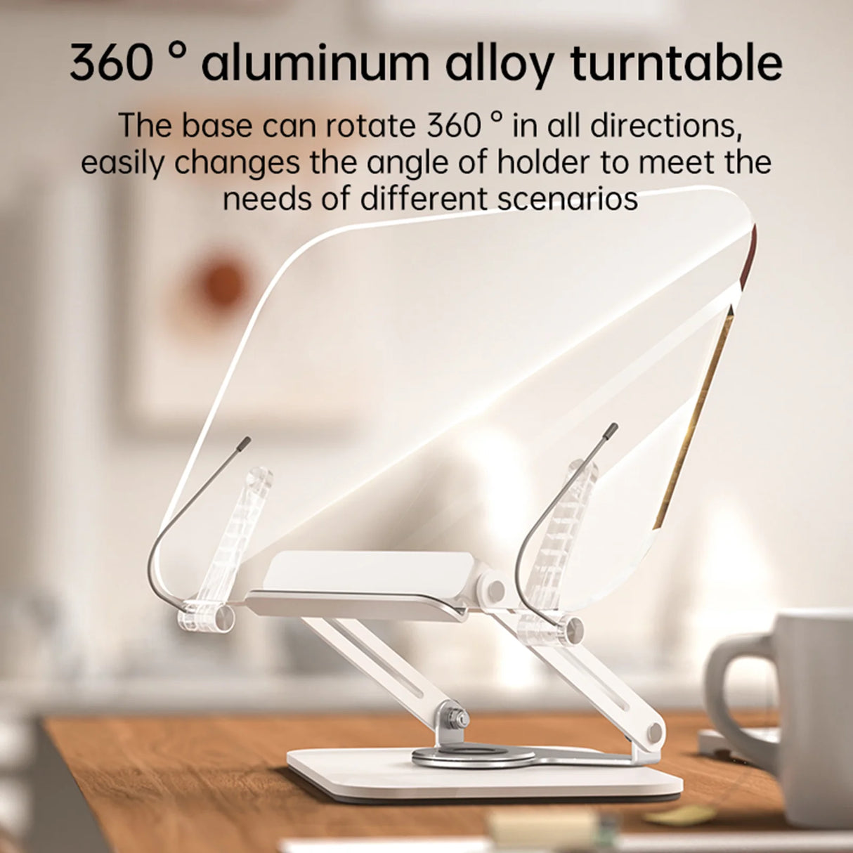 Howens Acrylic Transparent Reading Stand, 360° Rotation & Adjustable Angle for Books Tablets Monitors Laptop