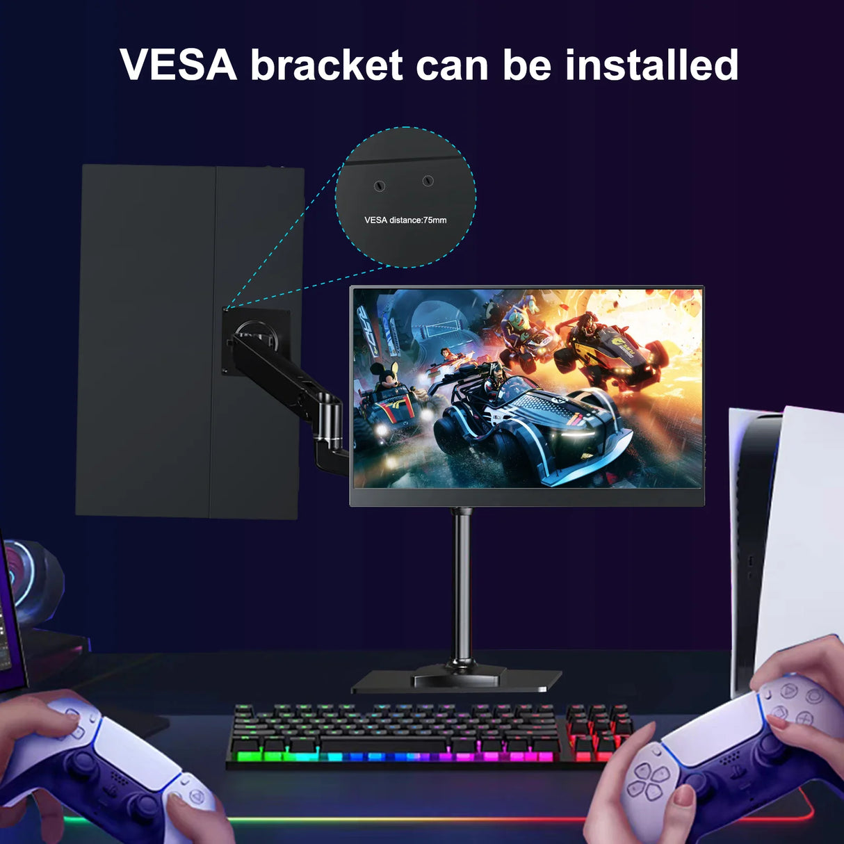 Howens 15.6" 120Hz Portable Monitor 1920x1080 Gaming Dispaly IPS HDMI Type-C for Xbox Switch PS4/5 Laptop Phone Live Stream