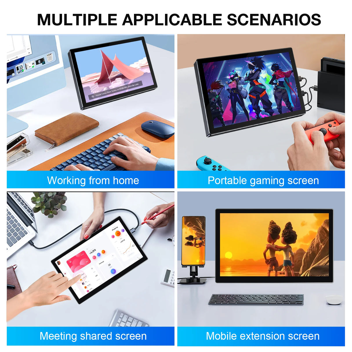 10.1 inch portable monitor support Typc -c/HDMI ,1920x1200 Touchscreen IPS Monitor, Leather Case VESA 75*75mm, for Mobile Phone