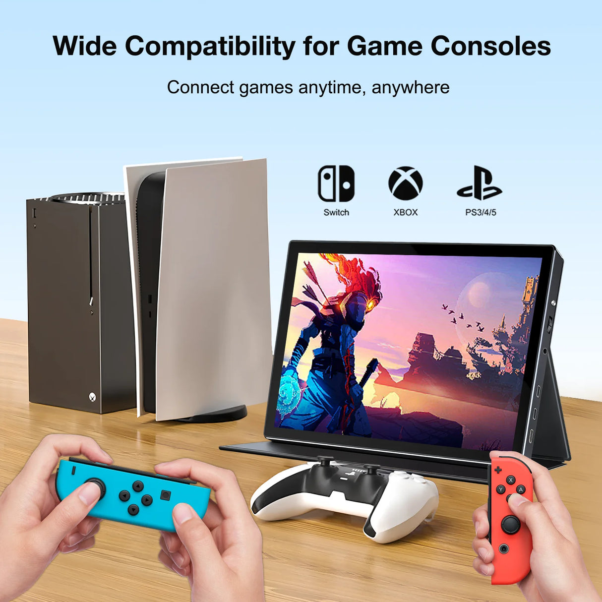 10.1 inch portable monitor support Typc -c/HDMI ,1920x1200 Touchscreen IPS Monitor, Leather Case VESA 75*75mm, for Mobile Phone