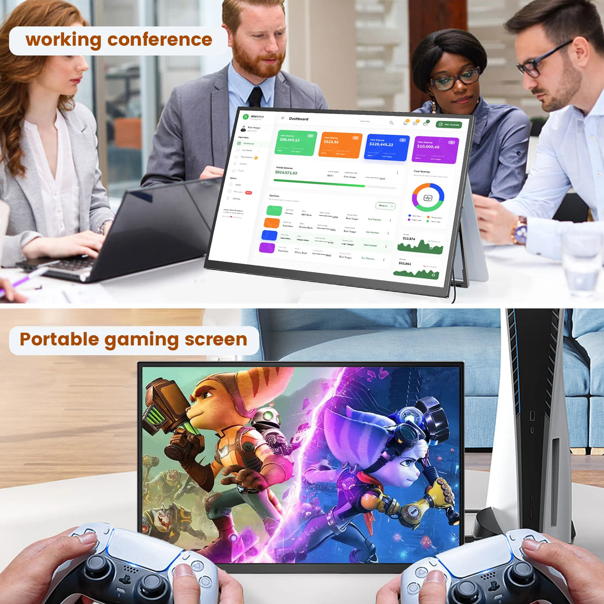 Howens 18.5 inch Portable Monitor 100Hz 1920x1080 with Stand Adjustable Gaming Monitor Laptop PC Second Display Switch PS5 Xbox Screen