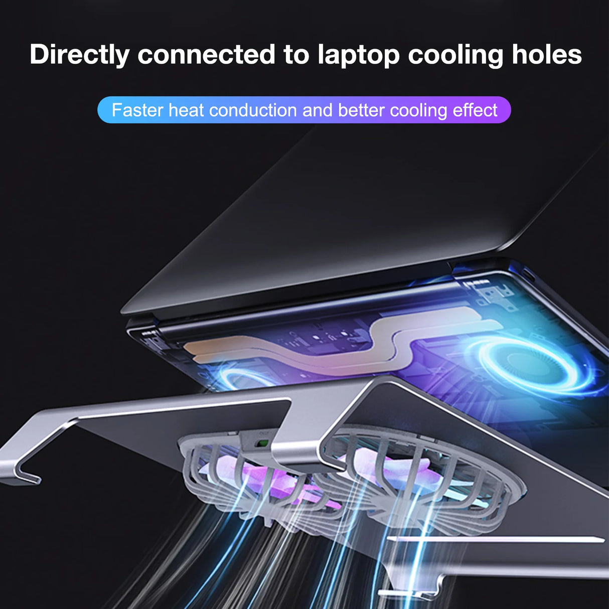 Howens Aluminum Alloy Dual Fan Laptop Cooling Stand with Foldable Design & Type-C Port