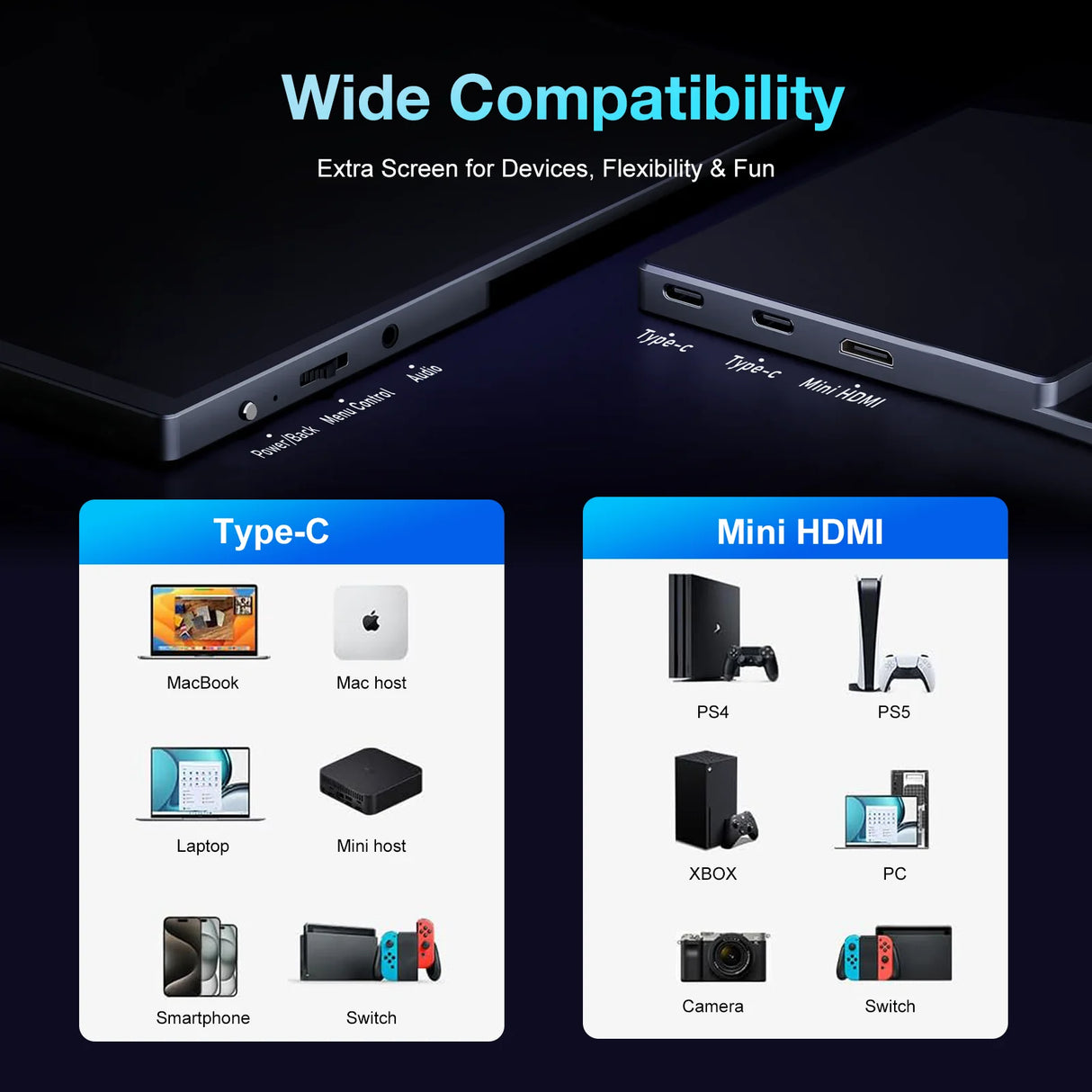 15.6 inch 3.5K OLED portable screen, resolution 3456X2160, supports VESA, compatible with mobile phones/Switch/PS5/Xbox/laptops