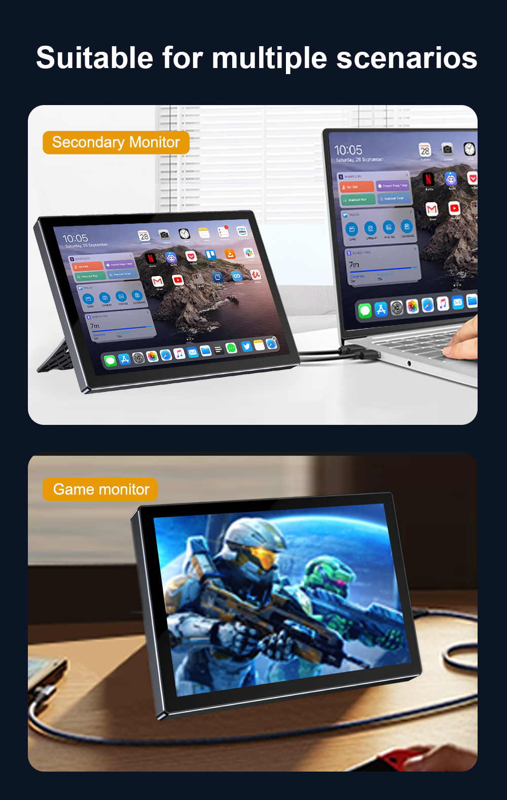 Howens 8 inch Touch Monitor Display 1280x800 HDMI USB Built in Speaker and Fan 60Hz for Phone Laptop