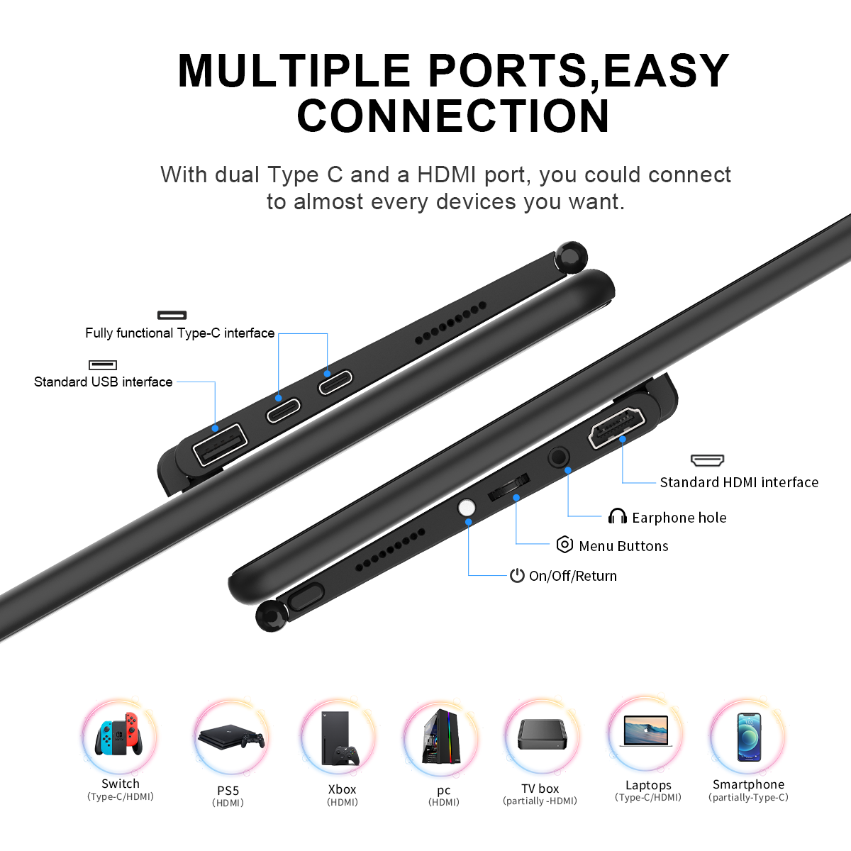 Écran tactile portable de 15,6 pouces/avec support