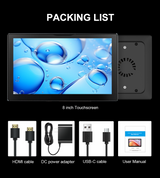 Howens 8 inch Touch Monitor Display 1280x800 HDMI USB Built in Speaker and Fan 60Hz for Phone Laptop
