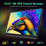 15.6" 4K Portable Monitor IPS 3840x2160 UHD External Screen Mobile LCD Display USB-C HDMI for Phone Laptop PC Xbox PS4