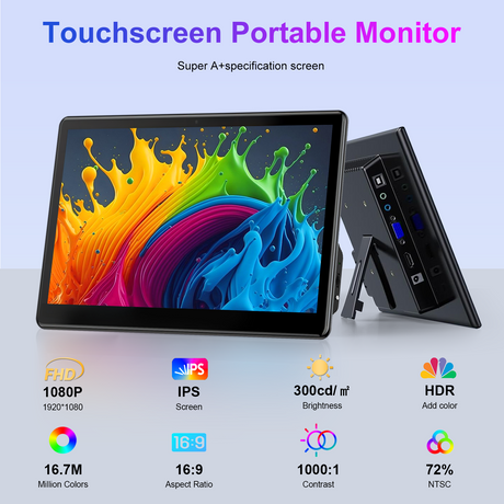 13.3‘’ Touch Panel Portable LCD 1920 x1080 IPS Monitor Display Touchscreen With Speaker HDMI/Type-C Input for Laptop