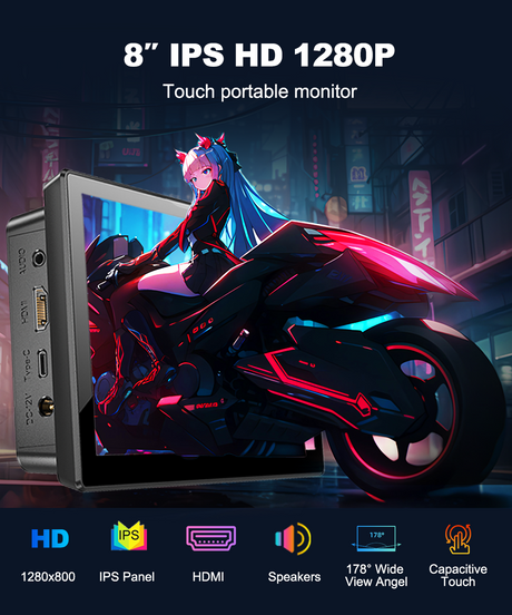 Howens 8 inch Touch Monitor Display 1280x800 HDMI USB Built in Speaker and Fan 60Hz for Phone Laptop