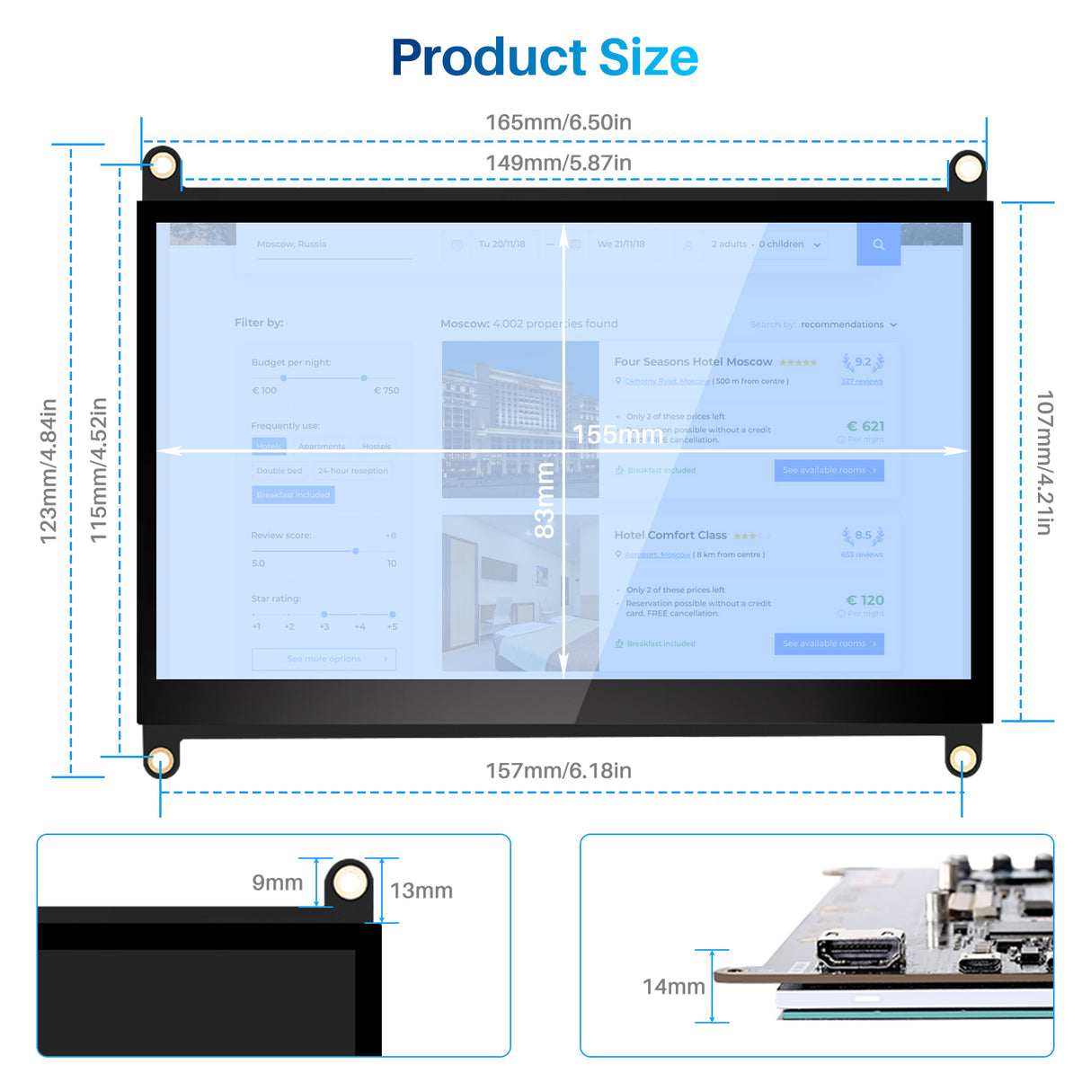 Écran tactile Raspberry Pi 7 pouces, écran IPS 1024 x 600 portable, double haut-parleur USB HDMI, moniteur d'ordinateur compatible avec Raspberry Pi 3b+/Raspberry Pi 4b/Windows/pas de pilote