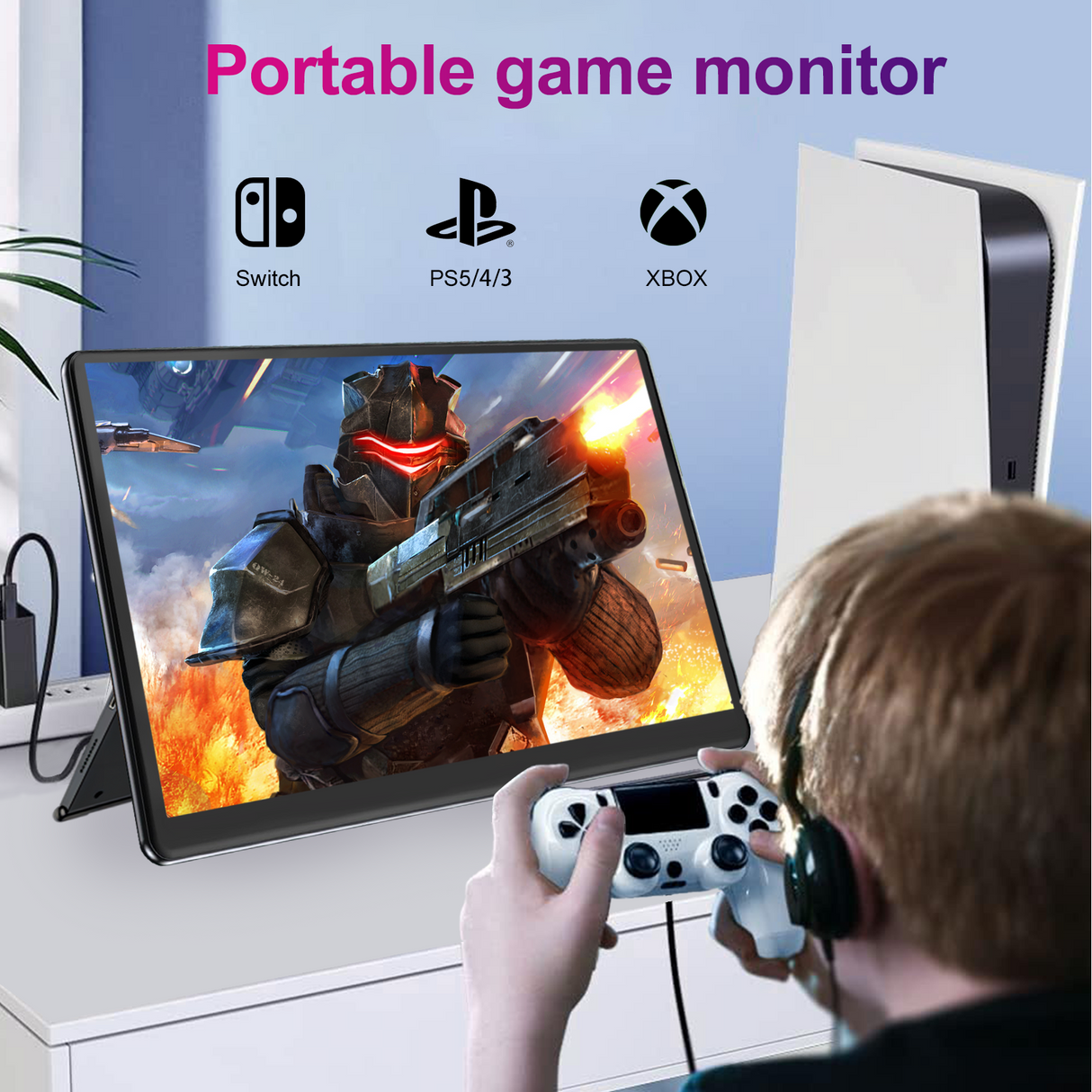 15.6‘’ Touchscreen Portable Monitor LCD 1080 IPS HDMI VGA DVI Industrial Input Gaming Monitor for Xbox Switch Laptop PS4