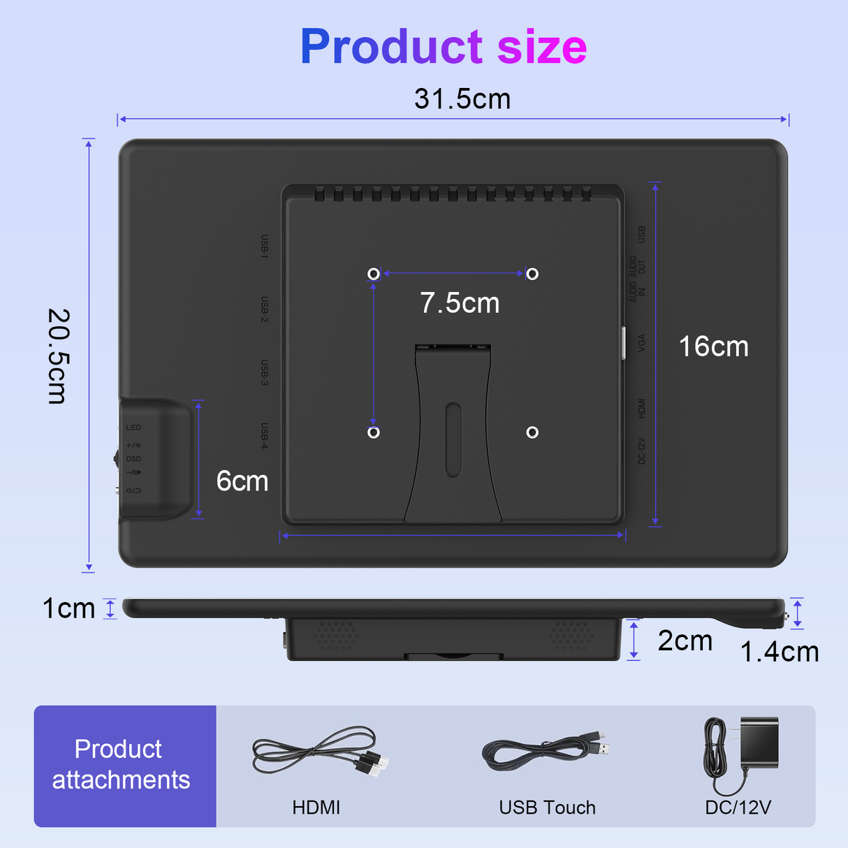 13.3‘’ Touch Panel Portable LCD 1920 x1080 IPS Monitor Display Touchscreen With Speaker HDMI/Type-C Input for Laptop