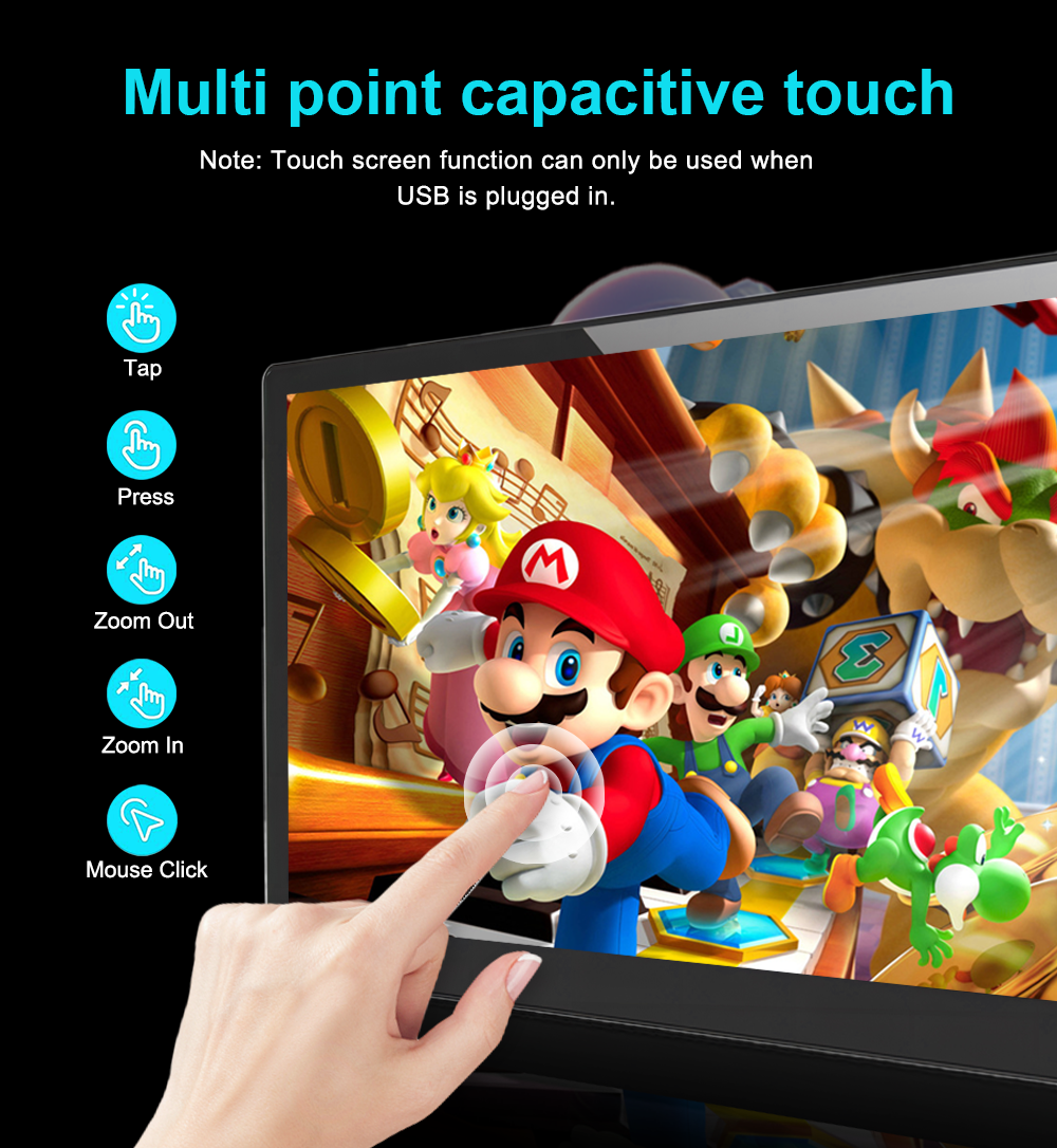 Howens 8 inch Touch Monitor Display 1280x800 HDMI USB Built in Speaker and Fan 60Hz for Phone Laptop