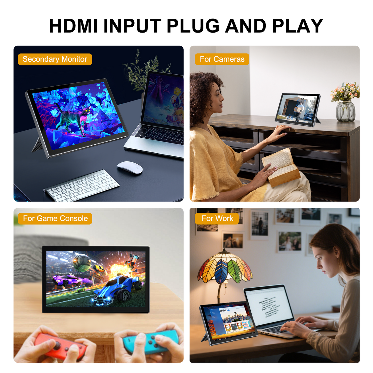 Howens 10.1 inch 1920*1200 Portable Monitor Touch Screen with 72% NTSC 60Hz 5-Point Touchscreen Dual Speakers for Laptop Car Display