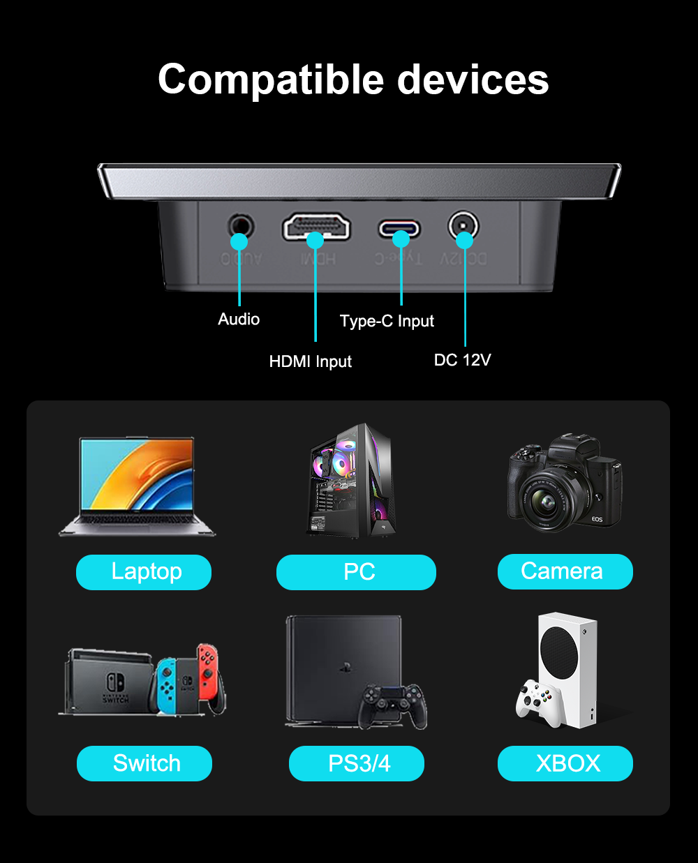 Howens 8 inch Touch Monitor Display 1280x800 HDMI USB Built in Speaker and Fan 60Hz for Phone Laptop