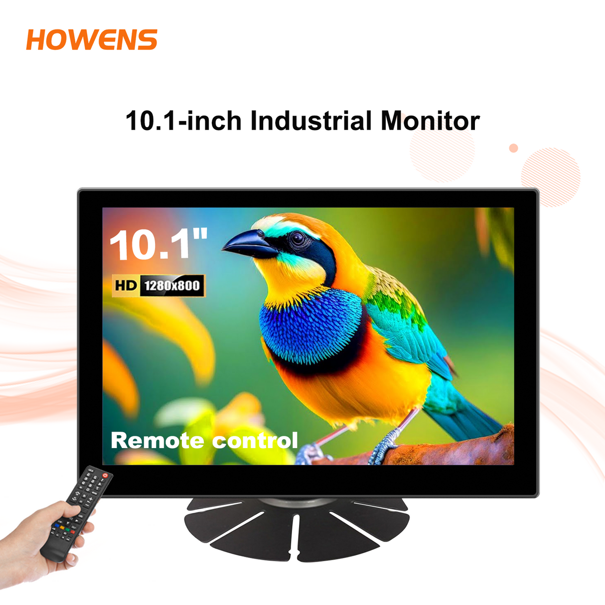 Howens 10.1 inch Monitor FHD 1280X800 Industrial Display for Office Home Monitoring Support VAG HDMI AV BNC DVI With Stand Speaker