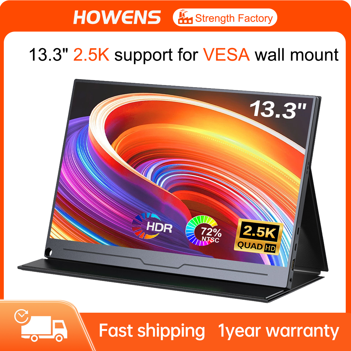 13.3‘’ 2560x1600 2.5K Monitor 16:10 Portable Display 60 Hz External Screen Type-C for Gaming Laptops PS 4 Switch Xbox