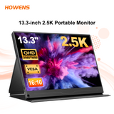 Howens 13.3‘’ 2.5K Portable Monitor, QHD 2560*1600 IPS 60Hz Gaming Monitor Screen Second Display HDMI Type-C for Laptop PS5 4 Xbox Switch