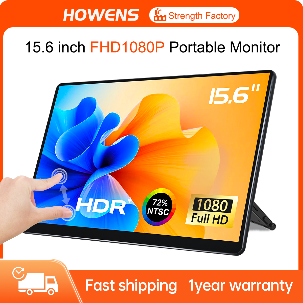 15.6'' Touchscreen Portable Monitor LCD 1080 IPS HDMI VGA