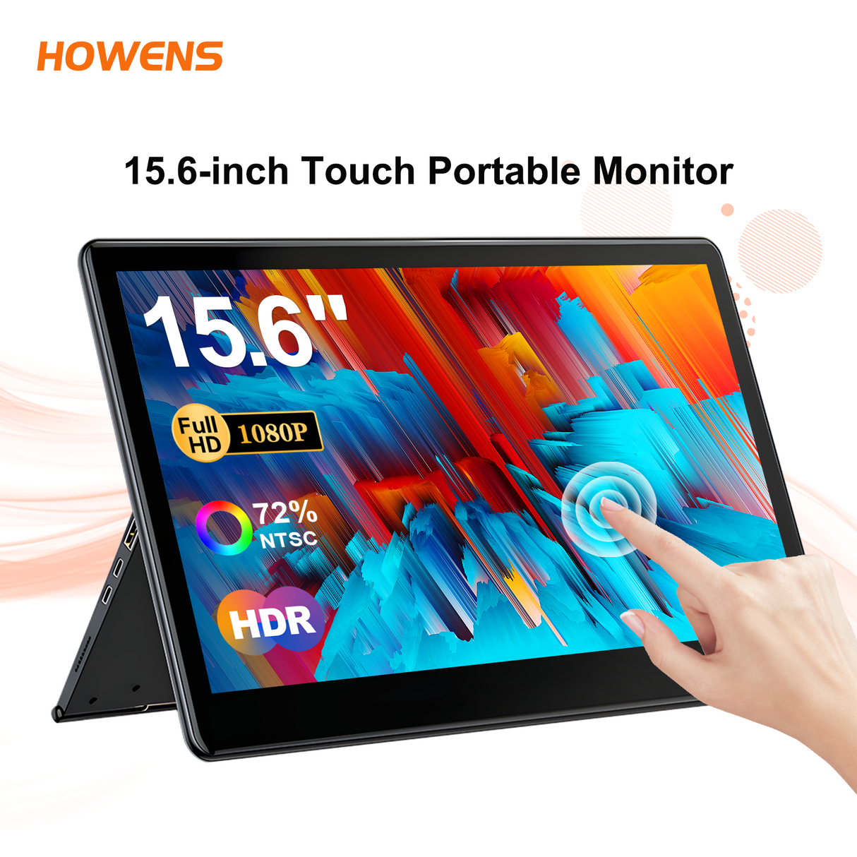 Howens 15.6" Touchscreen Portable Monitor 1920x1080 Screen with Drive Free USB-C HDMI External Display or Second Monitor for Laptop PC Mac Phone Xbox Switch PS