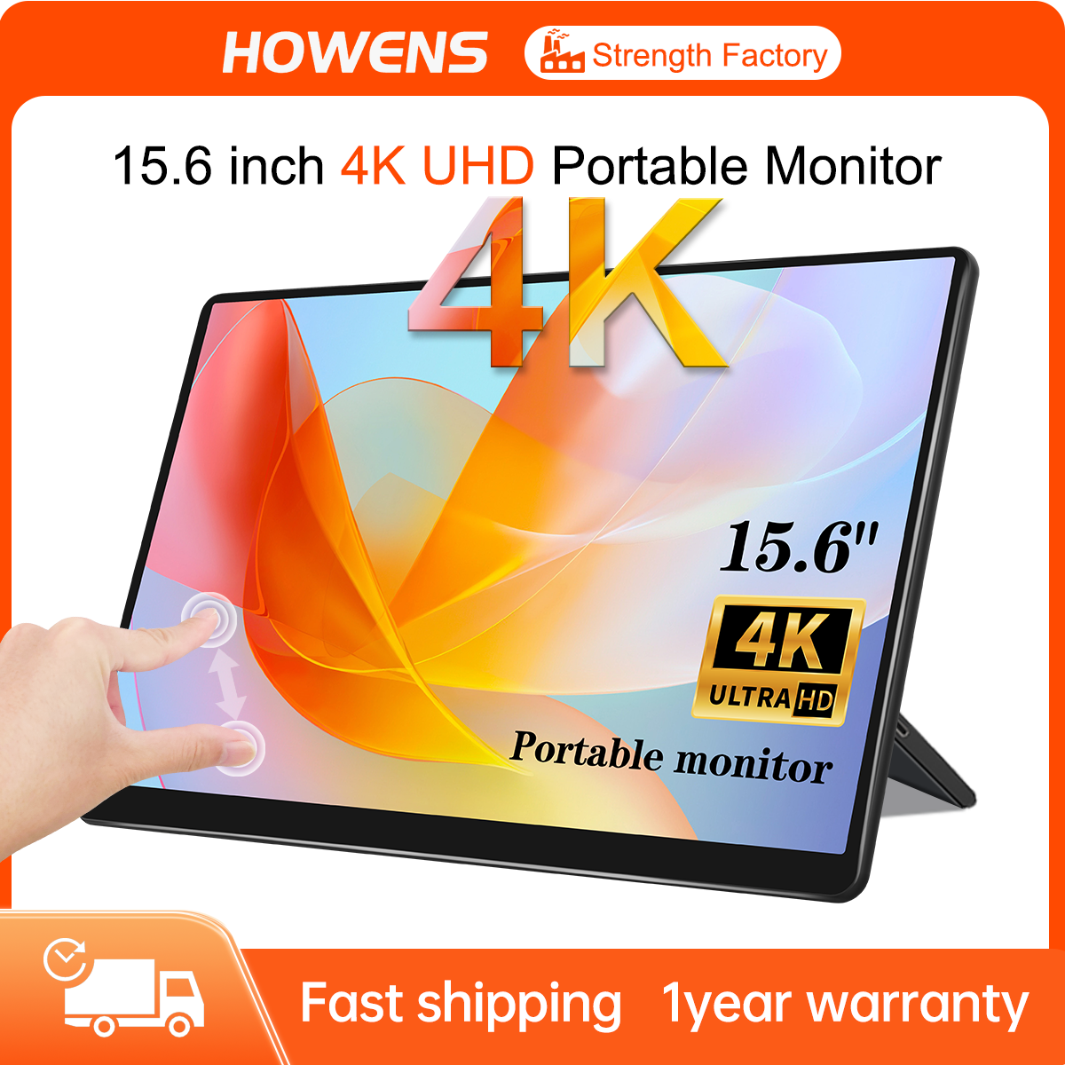 15.6‘’ 4K Portable Monitor IPS 3840x2160 UHD External Screen Mobile LCD Display USB-C HDMI for Phone Laptop PC Xbox PS4