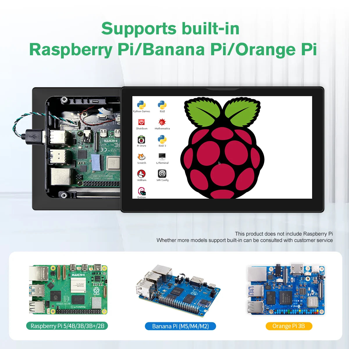 8‘’ Monitor for Raspberry Pi 4 3 Touchscreen 1280x800 16:10 Display HDMI USB Interface for Computer Program Monitors