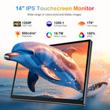 Howens 14 inch IPS Touch Portable Monitor HD Screen 1920 × 1200 Supports VESA And Is Suitable For Home, Office, Industrial CCTV Display