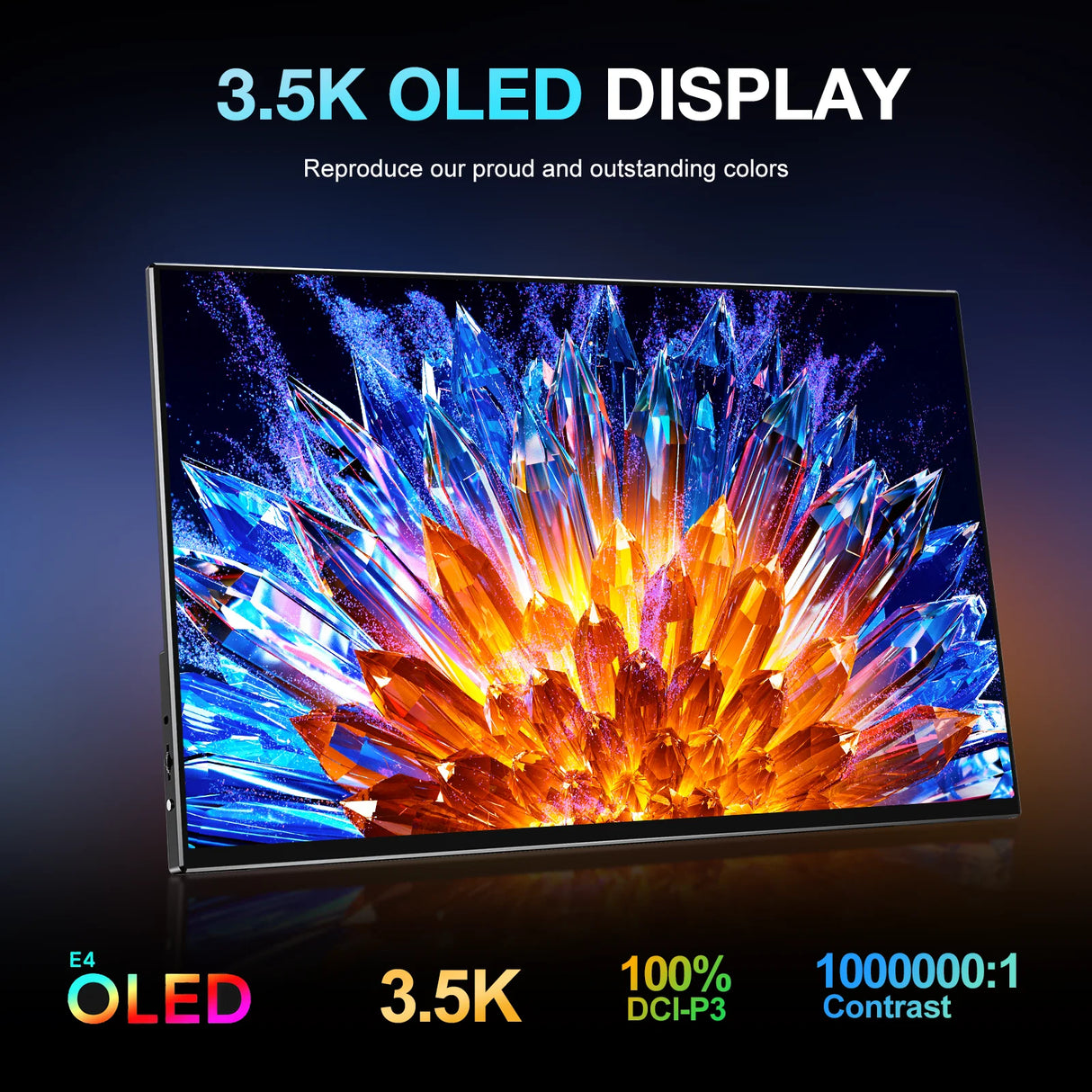 15.6 inch 3.5K OLED portable screen, resolution 3456X2160, supports VESA, compatible with mobile phones/Switch/PS5/Xbox/laptops
